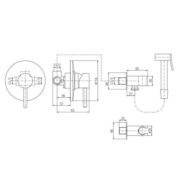 Гигиенический душ со смесителем Rav Slezak Seina SE942, хром. Фото 2