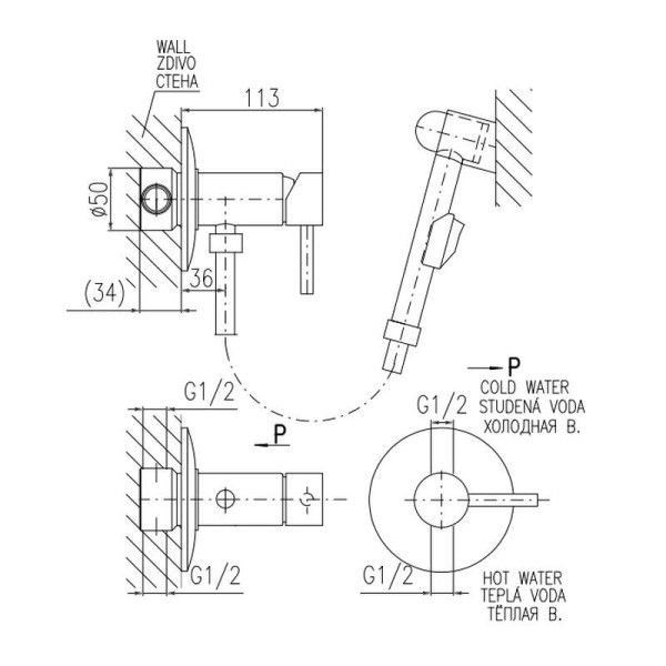 Гигиенический душ со смесителем Rav Slezak Seina SE947, хром. Фото 2