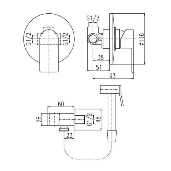 Гигиенический душ со смесителем Rav Slezak VLTAVA VT442/1, хром. Фото 2