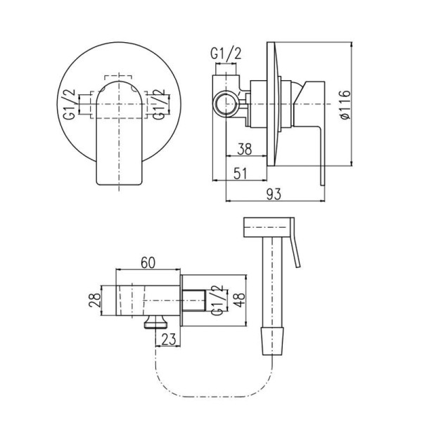 Гигиенический душ со смесителем Rav Slezak VLTAVA VT442, хром. Фото 2