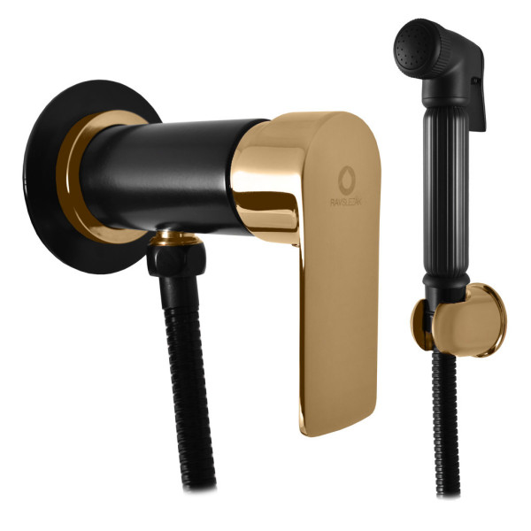 Гигиенический душ со смесителем Rav Slezak VLTAVA VT547/1CMATZ, черный/золото. Фото 1