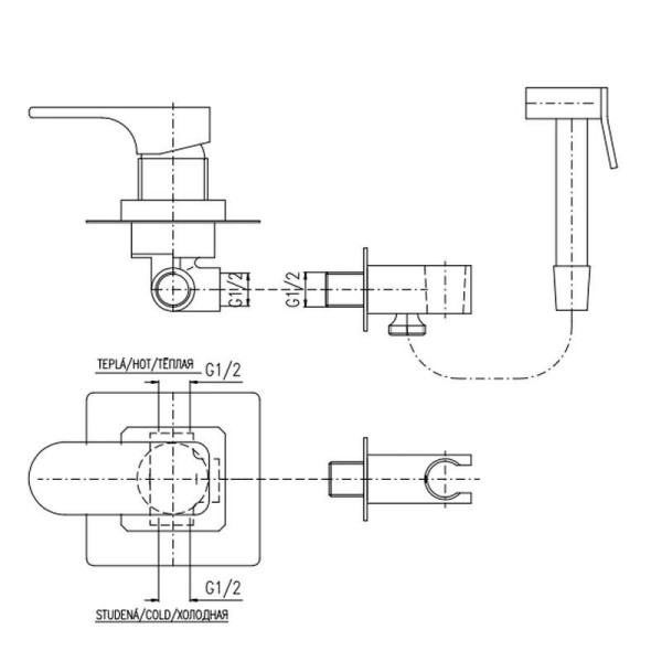 Гигиенический душ со смесителем Rav Slezak YUKON YU142/1, хром. Фото 2