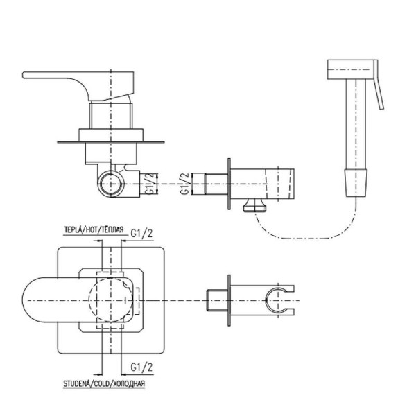 Гигиенический душ со смесителем Rav Slezak YUKON YU142, хром. Фото 2
