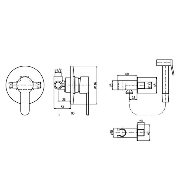 Гигиенический душ со смесителем Rav Slezak Zambezi ZA042, хром. Фото 2