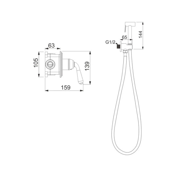 Гигиенический душ со смесителем Rose R0205Q, бронза. Фото 2