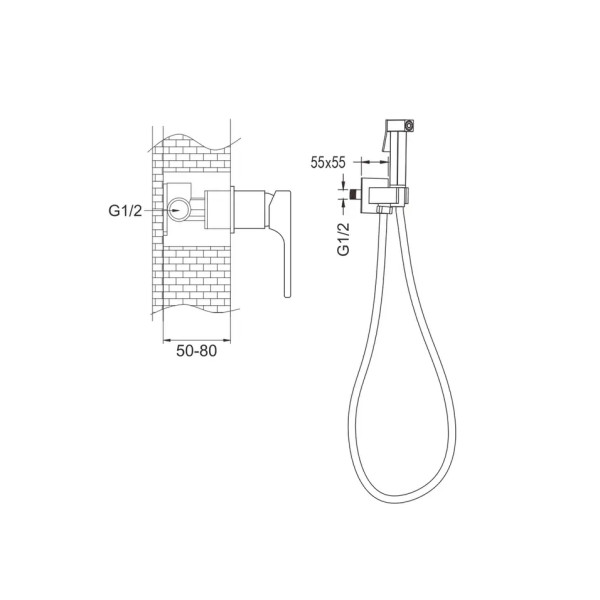 Гигиенический душ со смесителем Rose R1005, хром. Фото 2