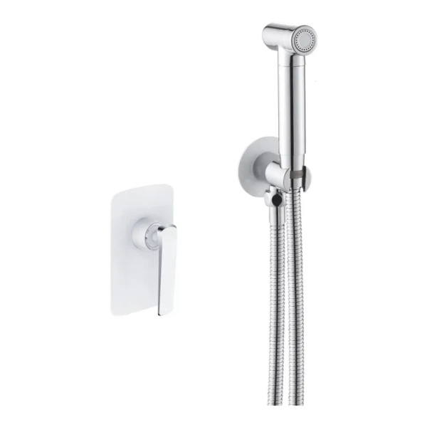 Гигиенический душ со смесителем Rose R1305F, белый/хром. Фото 1