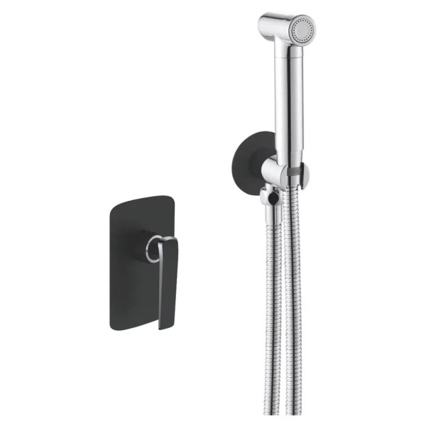 Гигиенический душ со смесителем Rose R1305H, черный. Фото 1