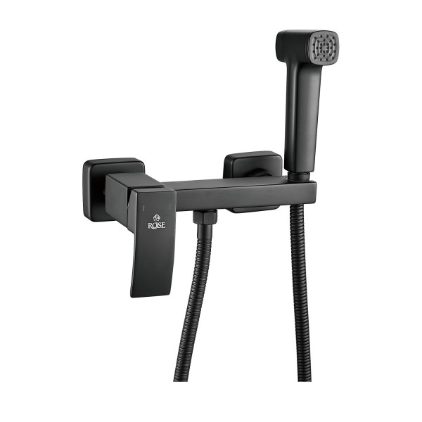 Гигиенический душ со смесителем Rose R1505H-1, черный. Фото 1