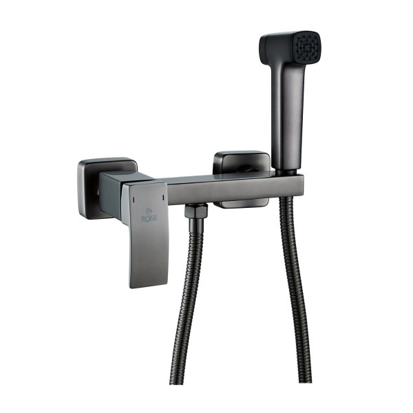 Гигиенический душ со смесителем Rose R1505T-1, оружейная сталь. Фото 1
