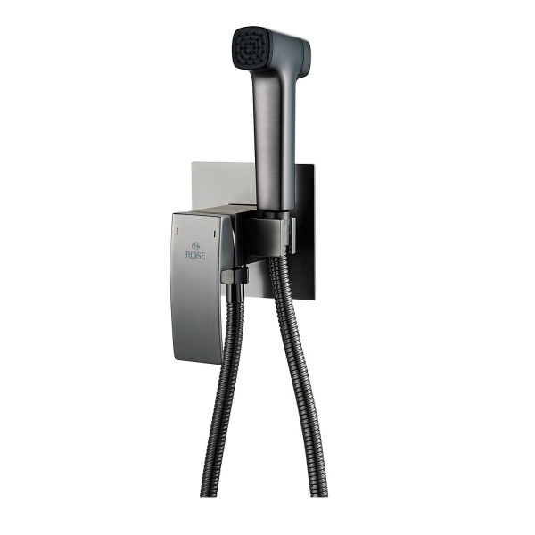 Гигиенический душ со смесителем Rose R1505T-2, оружейная сталь. Фото 1