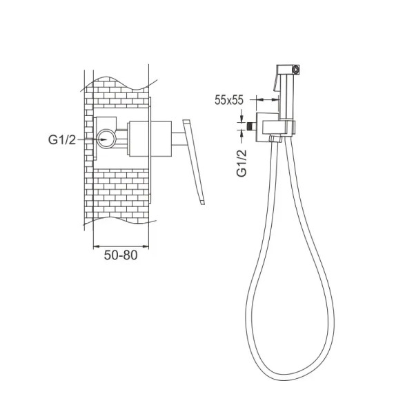 Гигиенический душ со смесителем Rose R1605Q, бронза. Фото 2