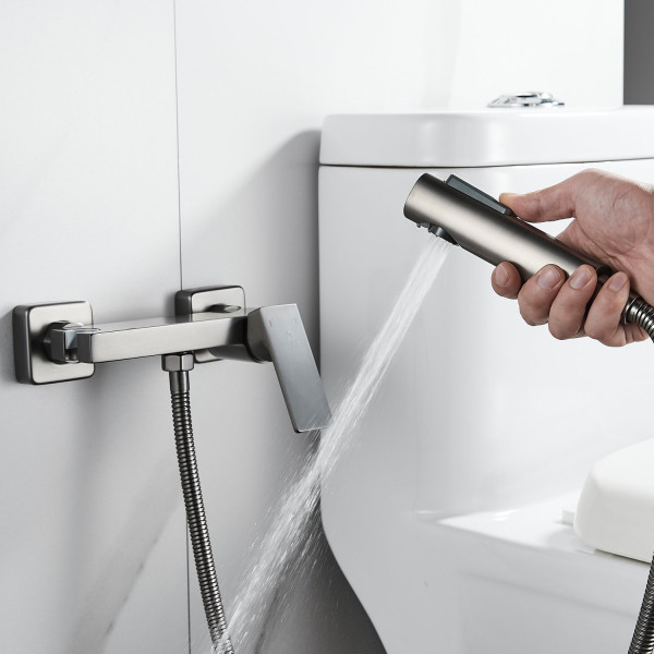 Гигиенический душ со смесителем Rose R1805T-1, пепельный. Фото 5