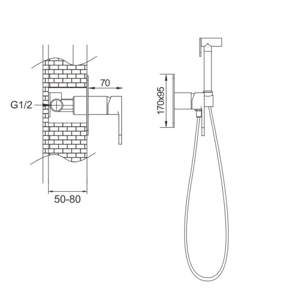 Гигиенический душ со смесителем Rose R205, хром. Фото 2