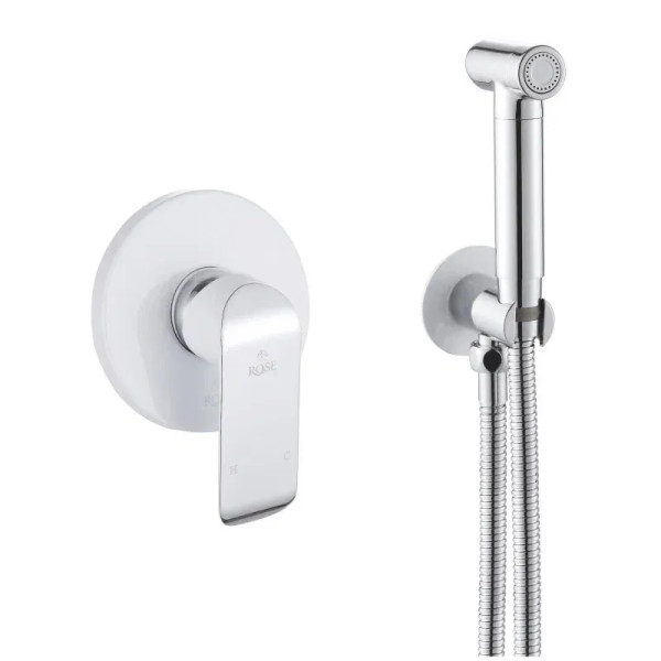Гигиенический душ со смесителем Rose R2105F, белый/хром. Фото 1