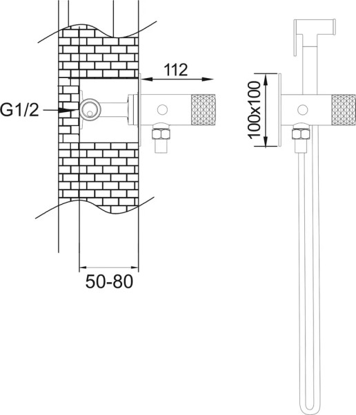Гигиенический душ со смесителем Rose R225H, черный. Фото 2