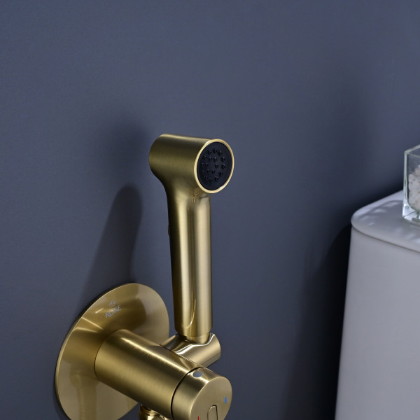 Гигиенический душ со смесителем Rose R235G, золотой сатин. Фото 4