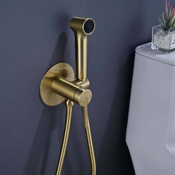 Гигиенический душ со смесителем Rose R235G, золотой сатин. Фото 5