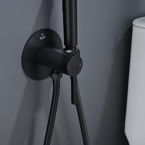 Гигиенический душ со смесителем Rose R235H, черный. Фото 4