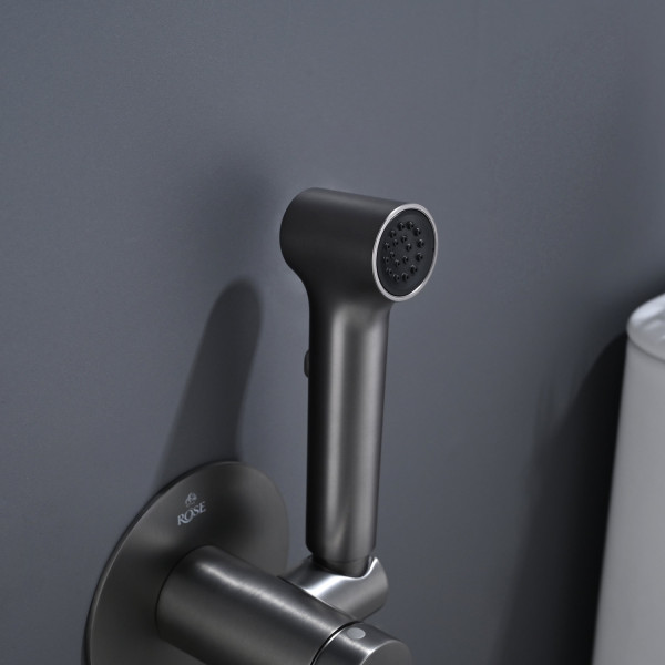 Гигиенический душ со смесителем Rose R235T, оружейная сталь. Фото 3