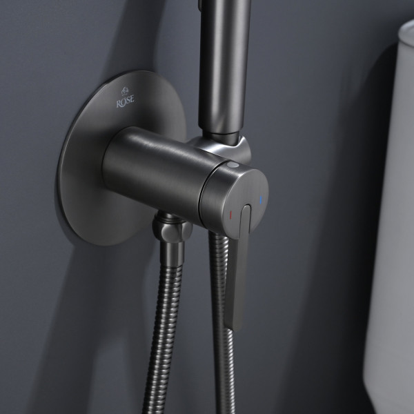 Гигиенический душ со смесителем Rose R235T, оружейная сталь. Фото 4