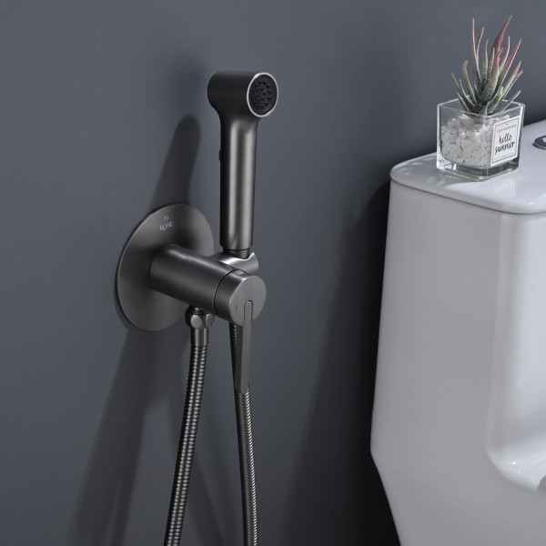 Гигиенический душ со смесителем Rose R235T, оружейная сталь. Фото 5