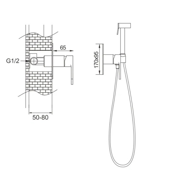 Гигиенический душ со смесителем Rose R255, хром. Фото 2