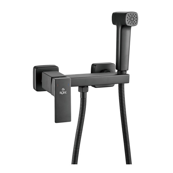 Гигиенический душ со смесителем Rose R2805H-1, черный. Фото 1