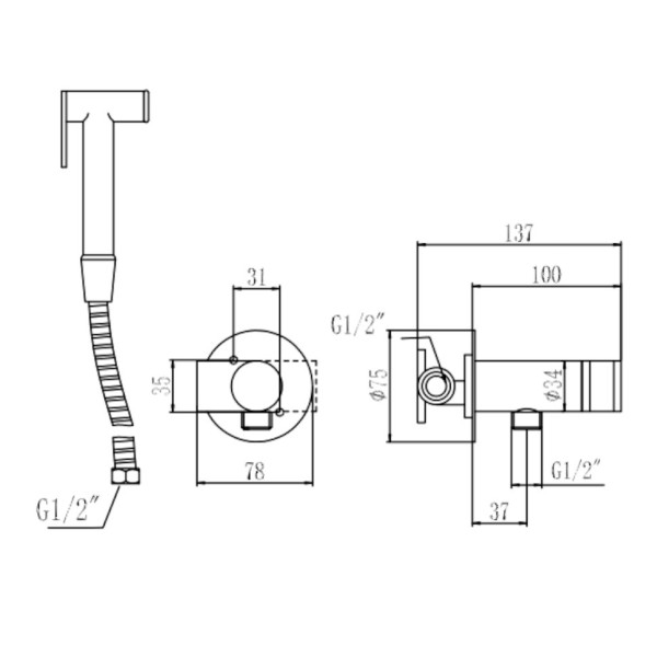Гигиенический душ со смесителем Savol S-FXQ001H, черный. Фото 2