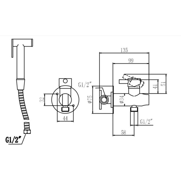 Гигиенический душ со смесителем Savol S-FXQ002, хром. Фото 2