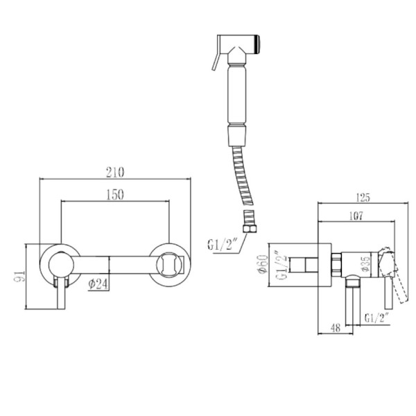 Гигиенический душ со смесителем Savol S-FXQ004H, черный. Фото 2