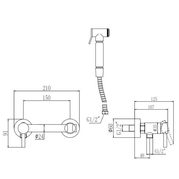 Гигиенический душ со смесителем Savol S-FXQ006Q, графит. Фото 2