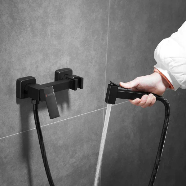 Гигиенический душ со смесителем Shevanik S137H, черный. Фото 4