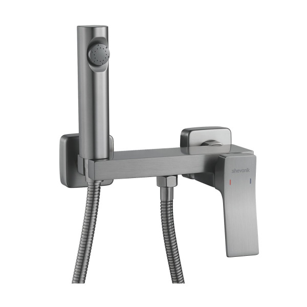 Гигиенический душ со смесителем Shevanik S4005T-1, оружейная сталь. Фото 1