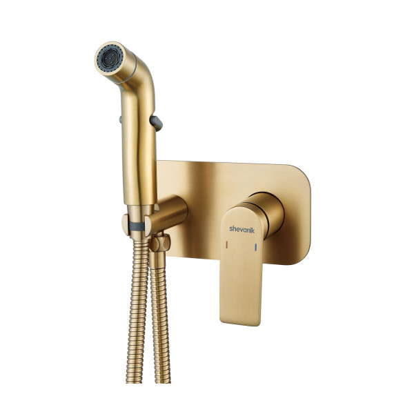 Гигиенический душ со смесителем Shevanik S4105G, золотой сатин. Фото 1