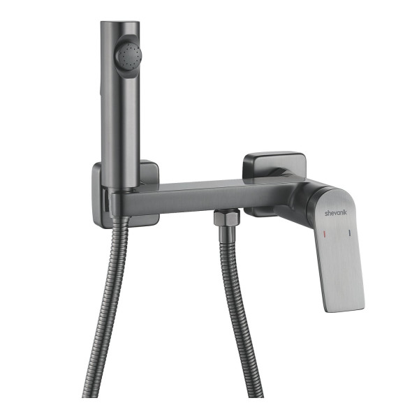 Гигиенический душ со смесителем Shevanik S4105T-1, оружейная сталь. Фото 1
