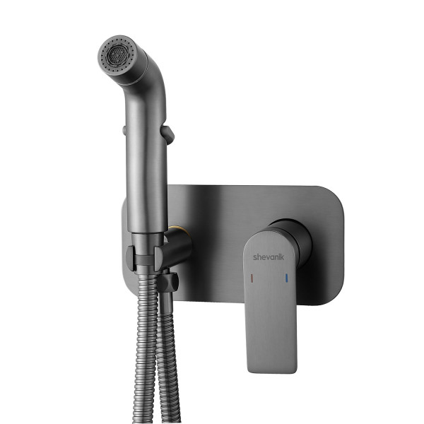 Гигиенический душ со смесителем Shevanik S4105T, оружейная сталь. Фото 1