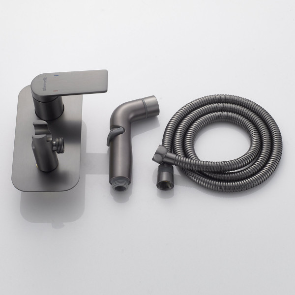 Гигиенический душ со смесителем Shevanik S4105T, оружейная сталь. Фото 3