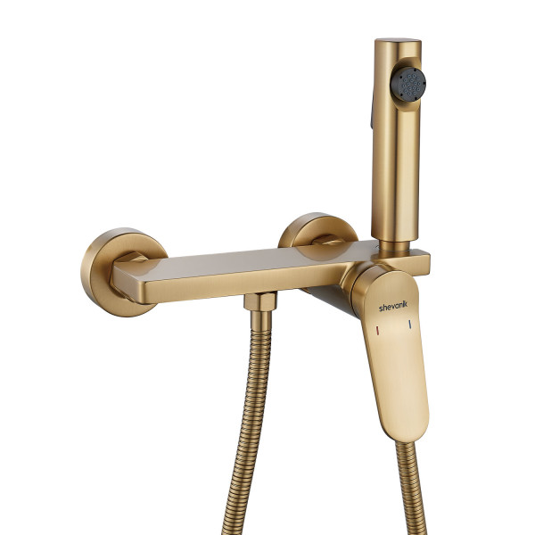 Гигиенический душ со смесителем Shevanik S4305G-1, золотой сатин. Фото 1