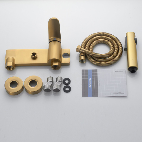 Гигиенический душ со смесителем Shevanik S4305G-1, золотой сатин. Фото 3