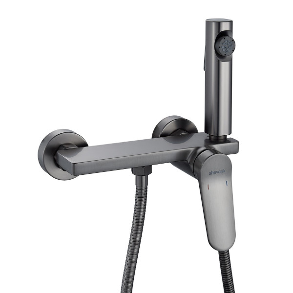Гигиенический душ со смесителем Shevanik S4305T-1, оружейная сталь. Фото 1