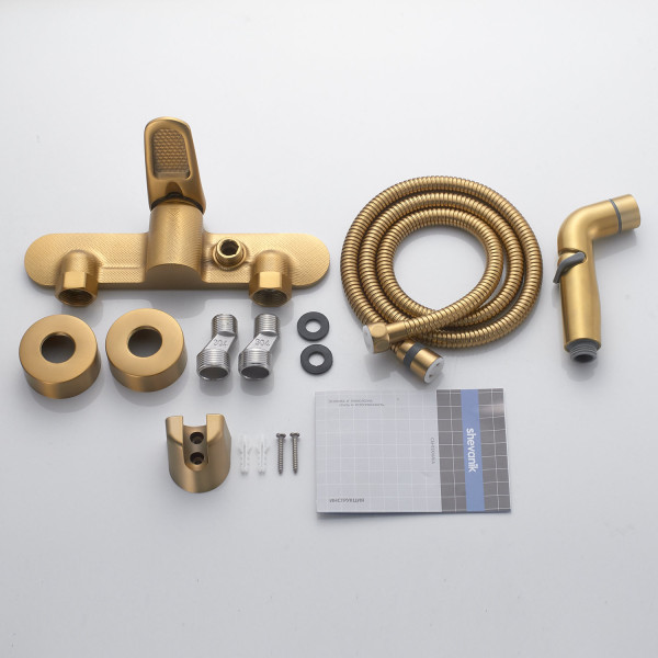 Гигиенический душ со смесителем Shevanik S4705G-1, золотой сатин. Фото 3