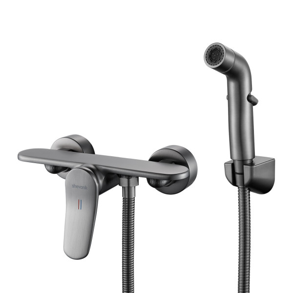 Гигиенический душ со смесителем Shevanik S4705T-1, оружейная сталь. Фото 1