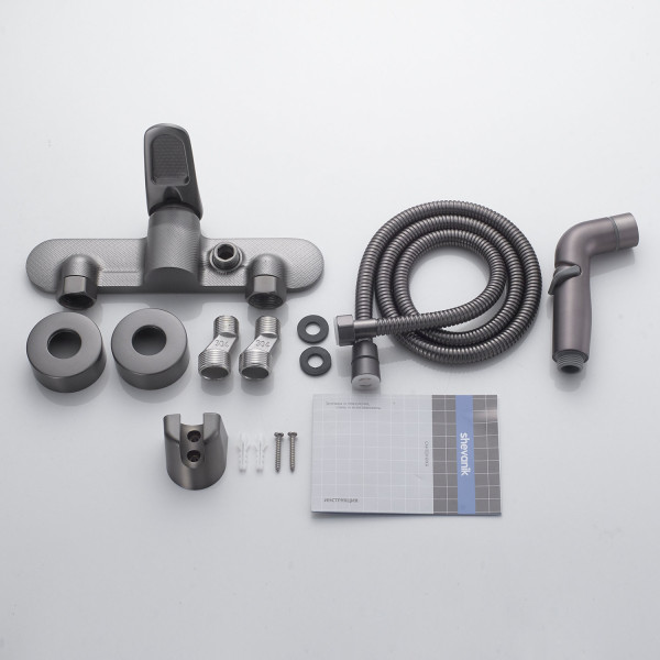 Гигиенический душ со смесителем Shevanik S4705T-1, оружейная сталь. Фото 3