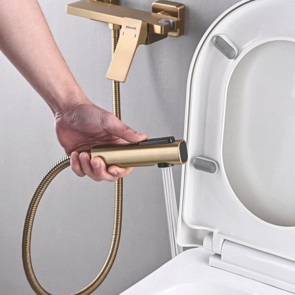 Гигиенический душ со смесителем Shevanik S6105G-1, золотой сатин. Фото 4