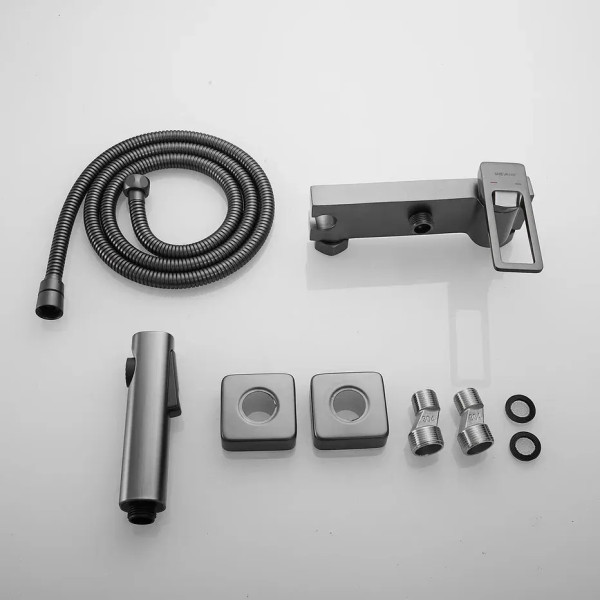 Гигиенический душ со смесителем Shevanik S6805T-1, оружейная сталь. Фото 9