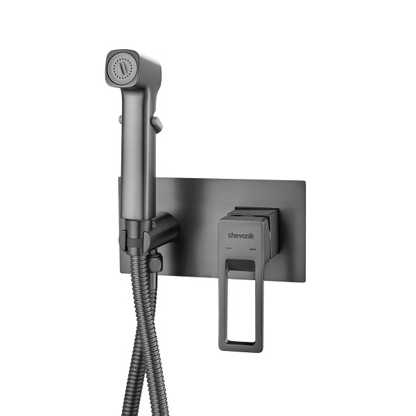 Гигиенический душ со смесителем Shevanik S6805T, оружейная сталь. Фото 1