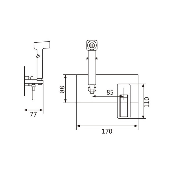 Гигиенический душ со смесителем Shevanik S6805T, оружейная сталь. Фото 2