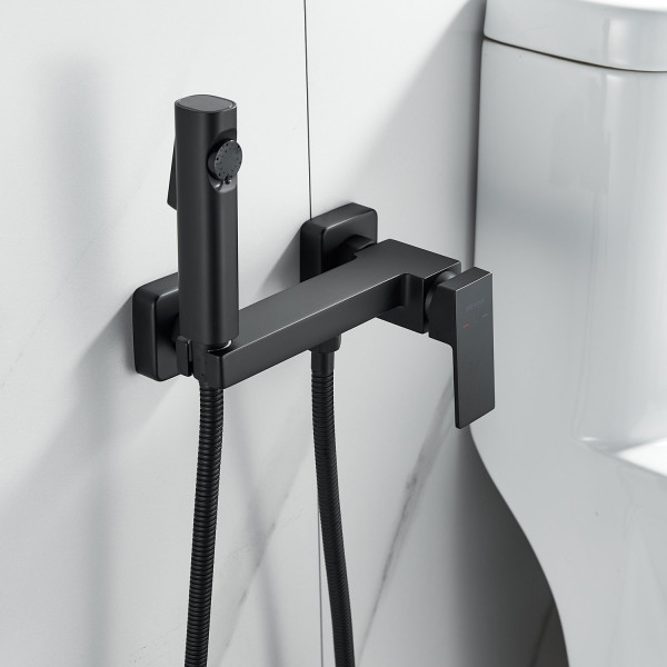 Гигиенический душ со смесителем Shevanik S9605H-1, черный. Фото 4