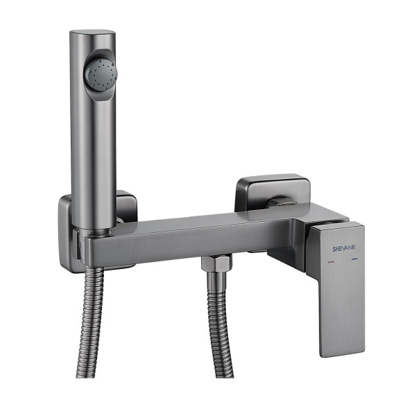 Гигиенический душ со смесителем Shevanik S9605T-1, оружейная сталь. Фото 1